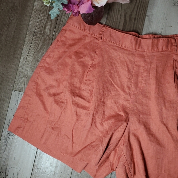 NWT Ava & Viv Plus Size Coral Red Linen Women's Shorts Size 1X - Picture 13 of 16